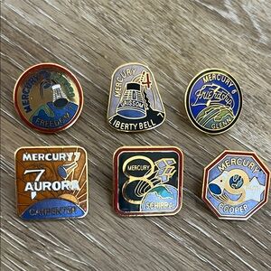 Lot of 6 NASA Mercury Missions Lapel Pins